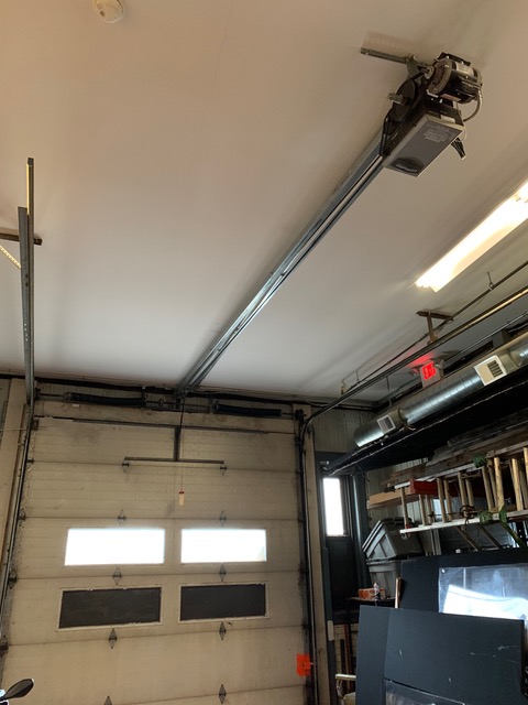 Garage interior with old garage door opener