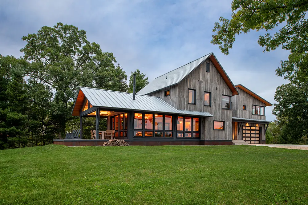 Modern Steel on rural house