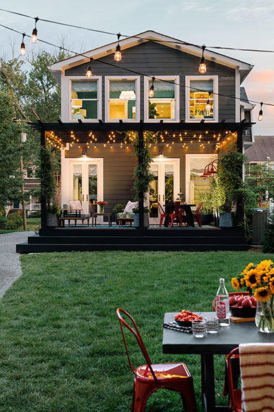 Back patio with sunflowers on Urban Oasis 2018 home