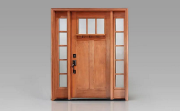 Craftsman Collection Entry Door - FF3321 with Dentil Shelf and Clarion Clear Simulated Divided 6 Lites Windows