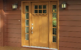 Craftsman Collection Entry Door - FF3321 with Optional Dentil Shelf and Clarion Clear Simulated Divided 6 Lites Glass