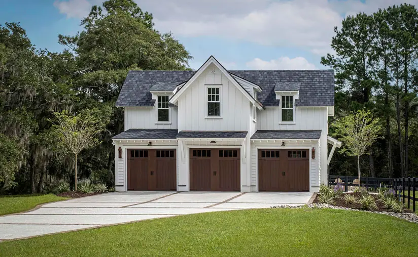 Charlotte neighborhood landscape diverse garage door styles
