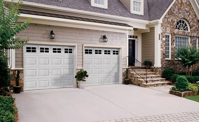 Close-up Steel Raised-Panel Garage Door